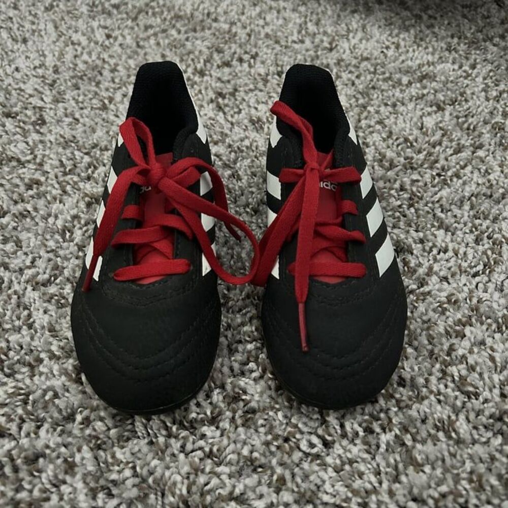 adidas Goletto VII FG J Soccer Cleats Kids Size 11K Black Red White FZ6367 Pair